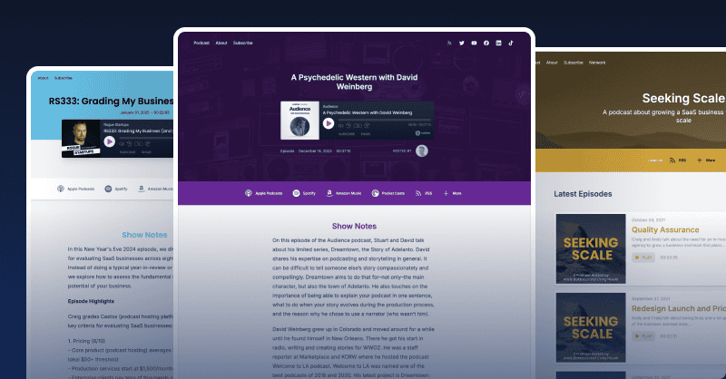 Customizable podcast website