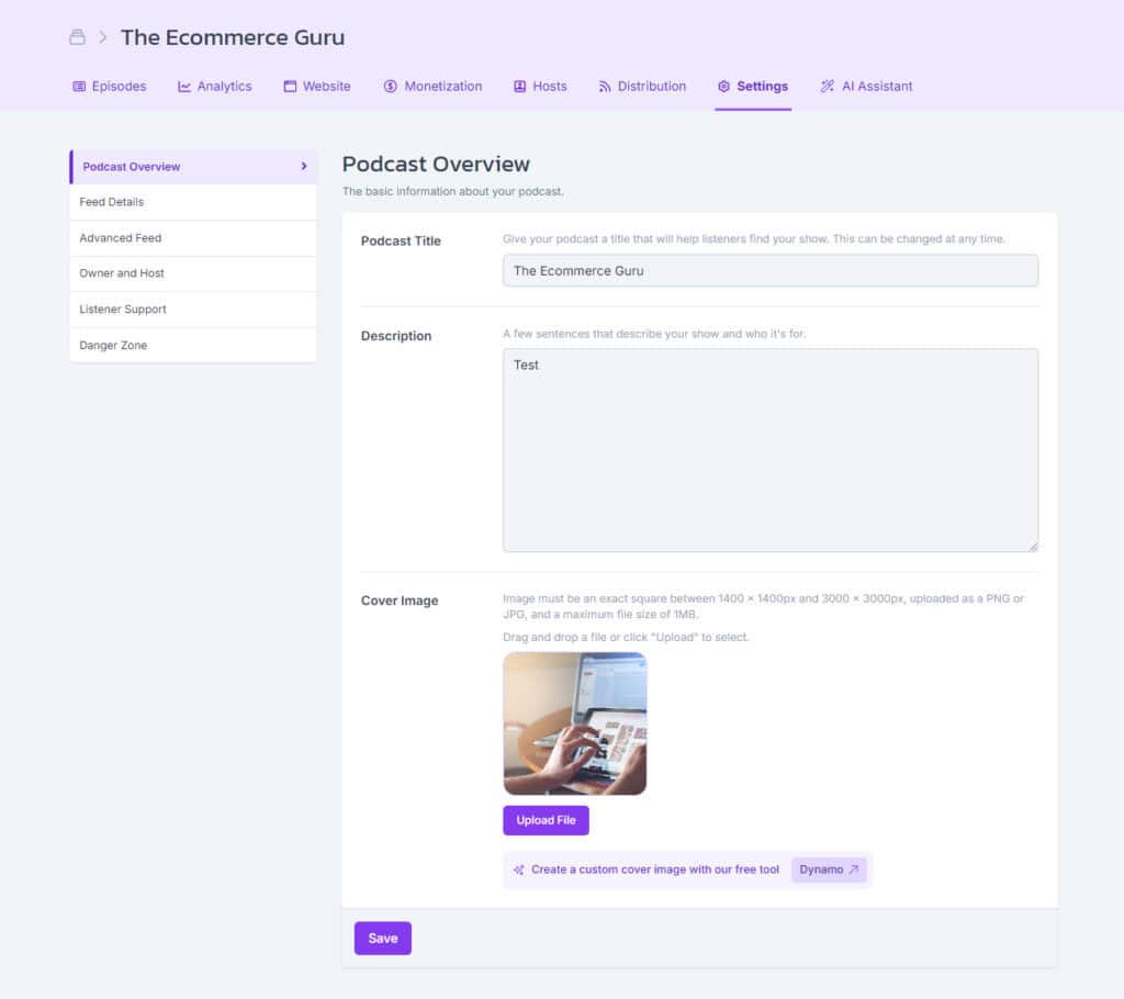 feed details in Castos