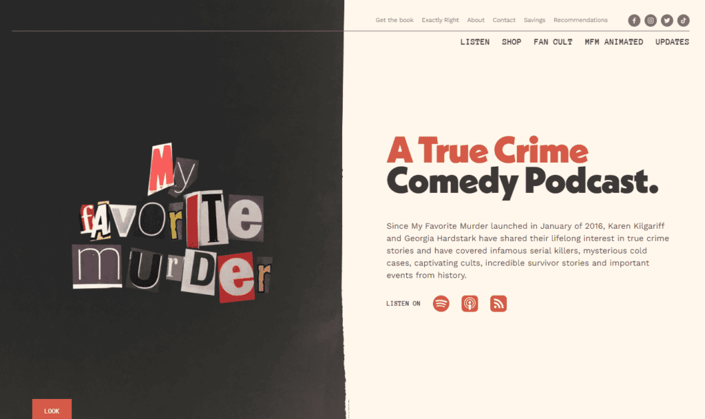 My Favorite Murder podcast website