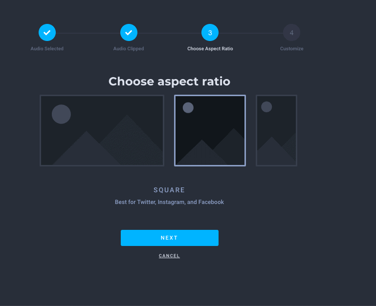 how to create an audiogram with headliner choosing an aspect ratio