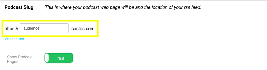 Update your podcast webpages's URL inside the Castos dashboard