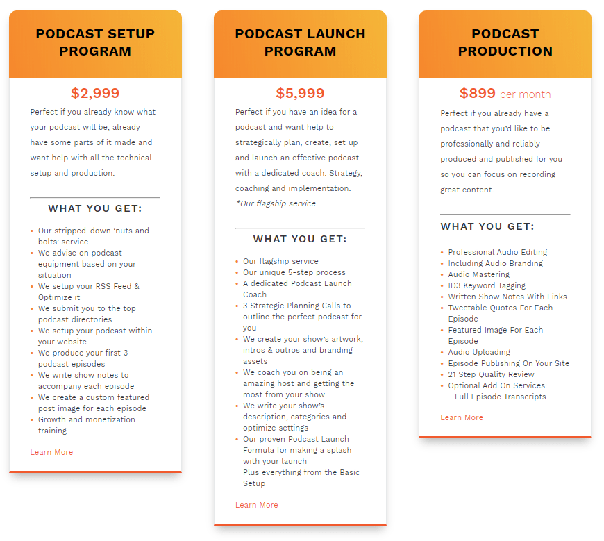 Cashflow Podcasting pricing