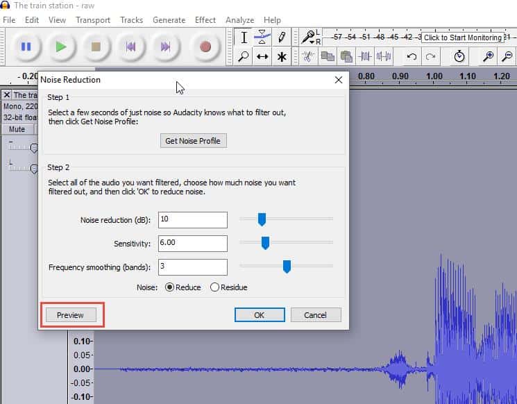 Remove podcast background noise with Audacity's Noise Reduction feature