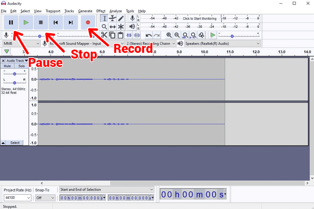 How to record a podcast with Audacity: controls