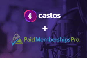 Banner image showing that Castos private podcast solutions now integrate with PaidMembershipsPro membership site.