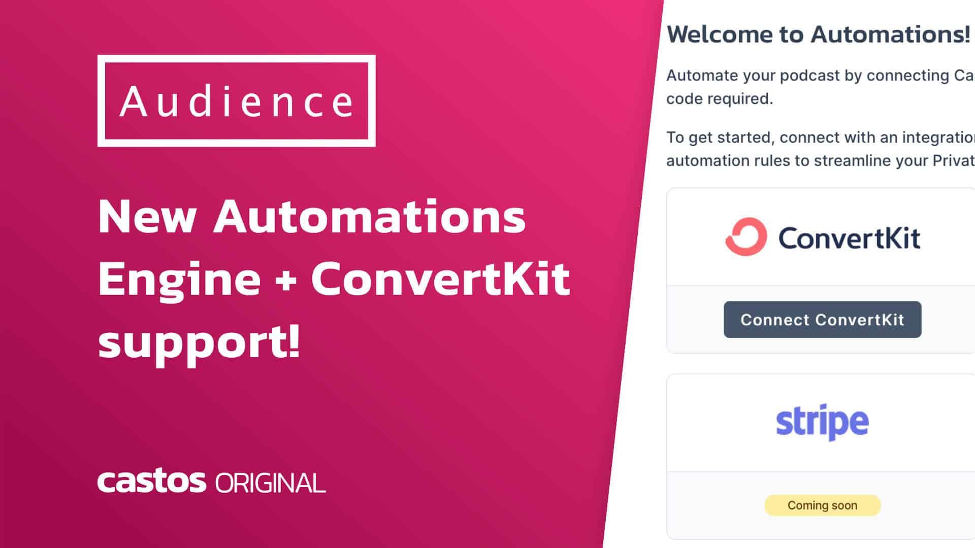 New Automations Engine + ConvertKit support for podcasters Castos