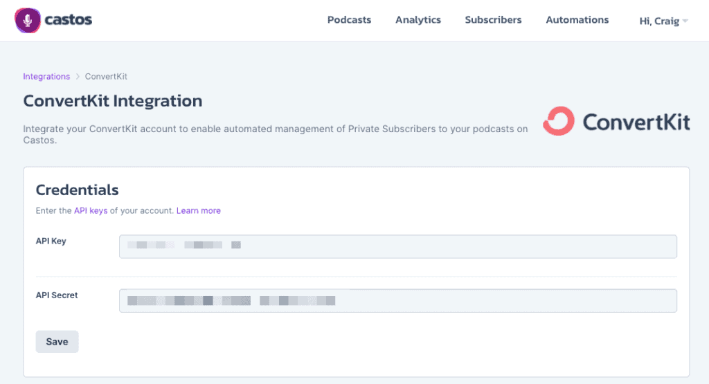 convertkit integration for podcast newsletter