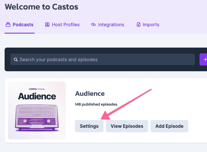 Podcast settings - submit to spotify