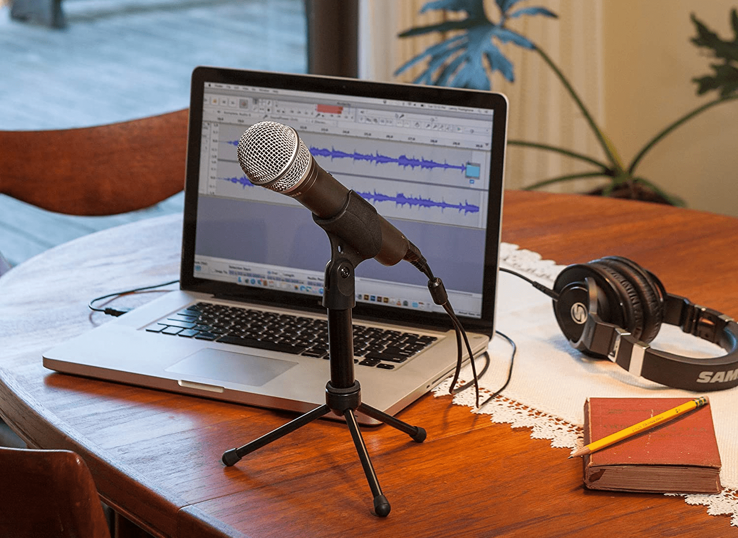 SAMSON Q2U USB+XLR Recording Podcast Dynamic Microphone+Audio Technica Boom  Arm