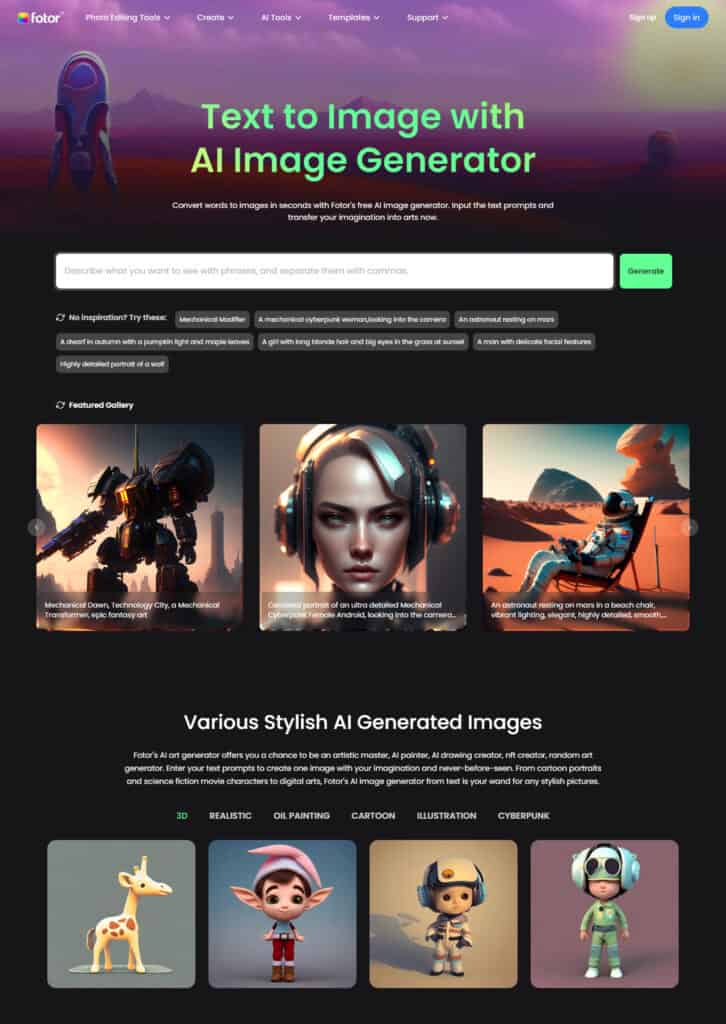 Fotor AI Image Generator