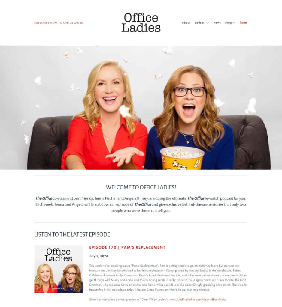 The Best Podcast Website Examples: Office Ladies