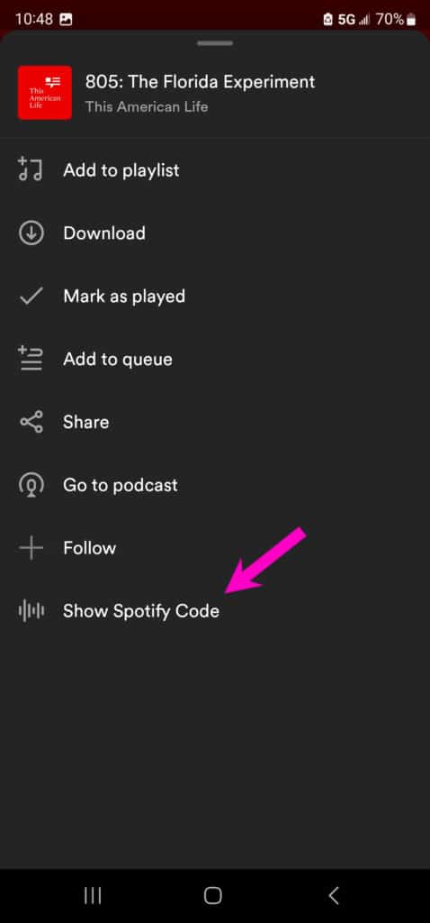Show Spotify code