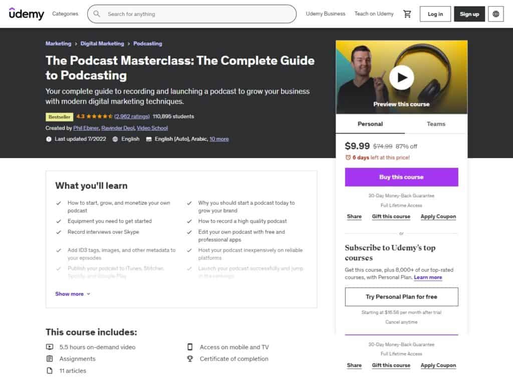 Podcast Production Courses: The Podcast Masterclass: The Complete Guide to Podcasting