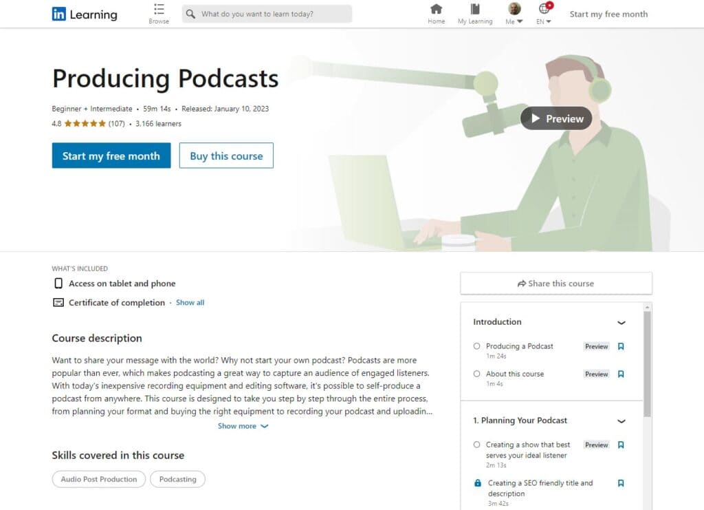 Podcast Production Courses: Producing Podcasts by Danny Ozment
