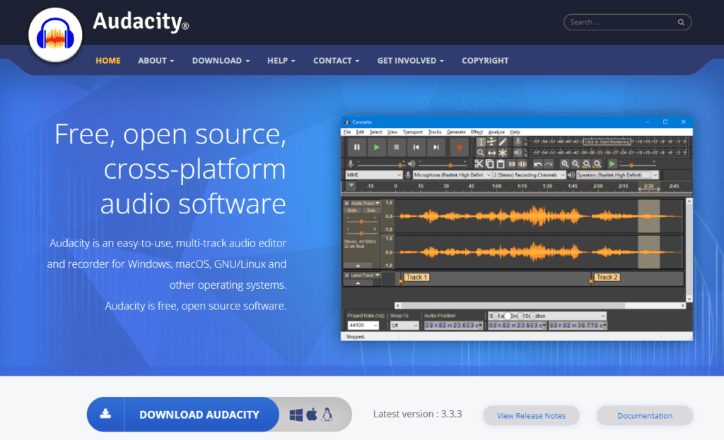Best DAW for podcasting: Audacity