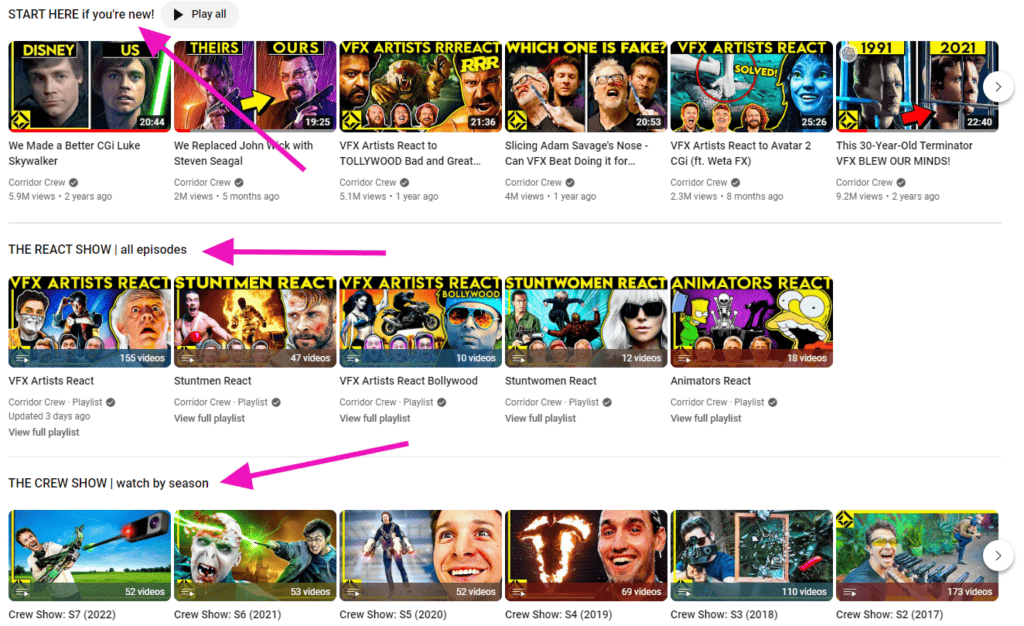 Video featured sections